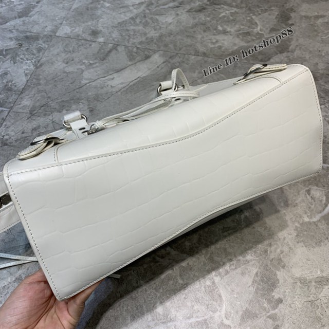 Balenciaga專櫃爆款鱷魚紋白色手袋手提包 638511 巴黎世家中號Neo Classic機車包 fyj1459